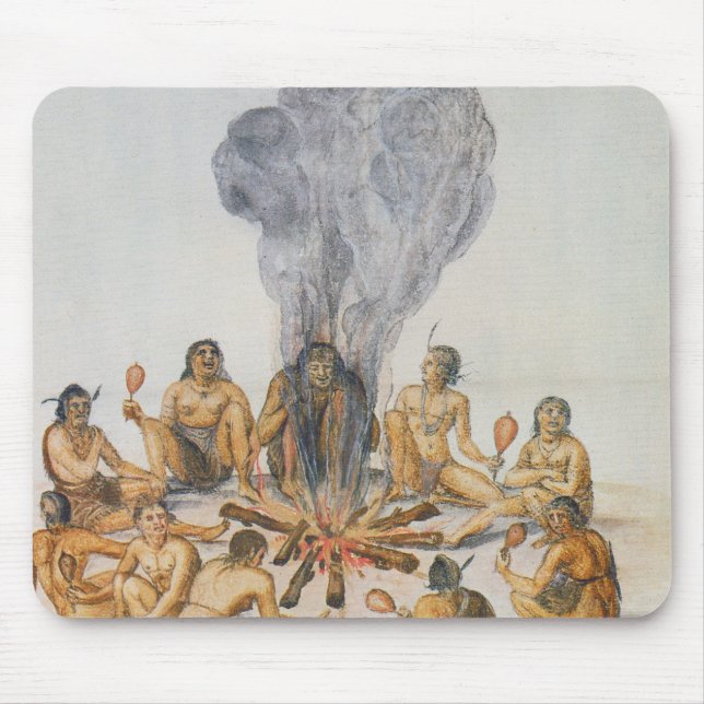 Amerikanischer Ureinwohner ringsum ein Feuer Mousepad (Vorne)