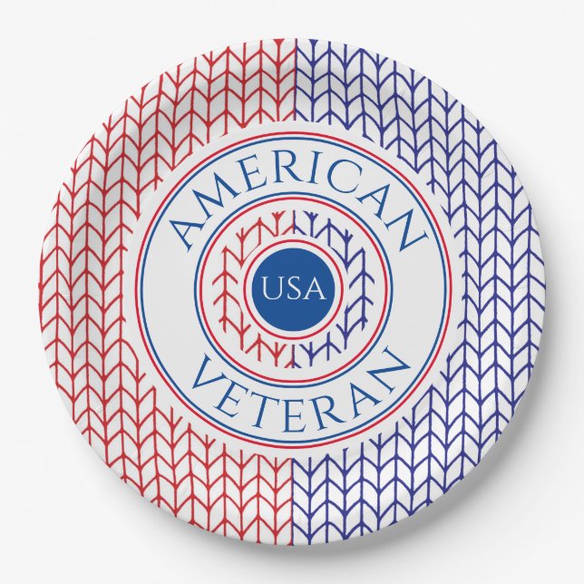 AMERIKANISCHER VETERAN 9" Runder Paper Teller (Vorderseite)