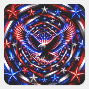 Amerikanischer Visionsspiral – Patriotischer Adler Quadratischer Aufkleber