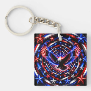 Amerikanischer Visionsspiral – Patriotischer Adler Schlüsselanhänger