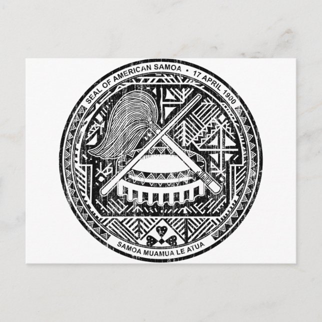 Amerikanischer Wappenmantel von Samoa Postkarte (Vorderseite)