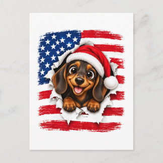 Amerikanischer Weihnachts-Dackel Einladungspostkarte