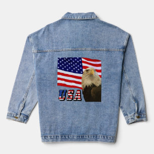 Amerikanischer Weißkopfseeadler, Flagge, USA-Flagg Jeansjacke