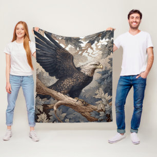 Amerikanischer Weißkopfseeadler im Stil von W. Mor Fleecedecke