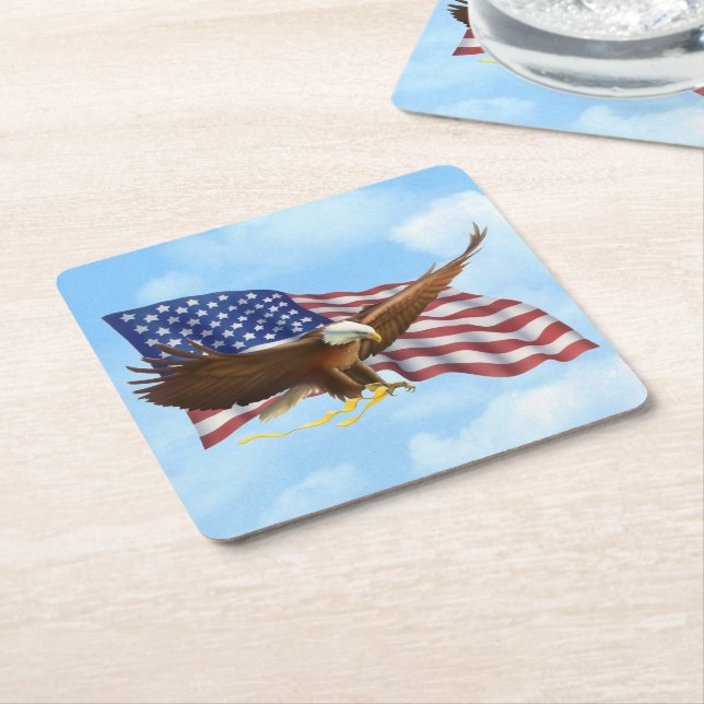 Amerikanischer Weißkopfseeadler Rechteckiger Pappuntersetzer (angewinkelt)