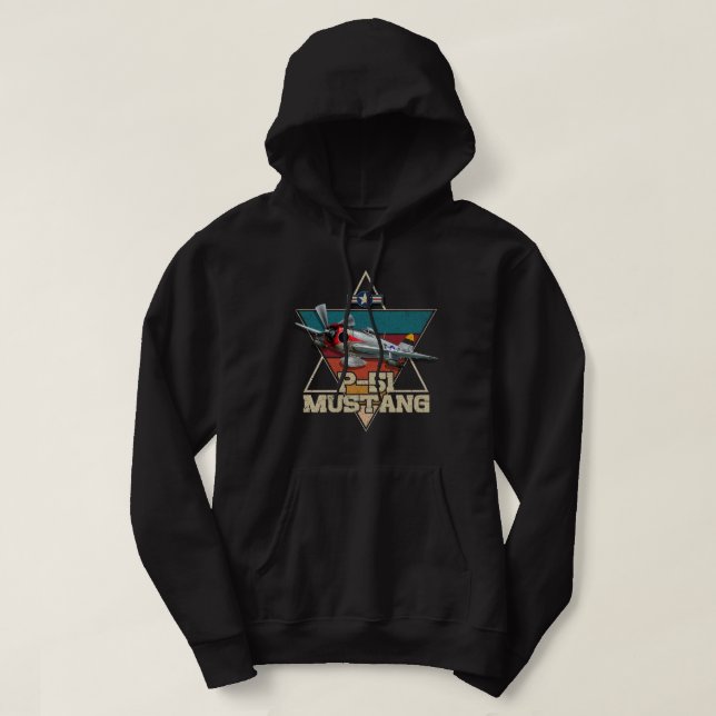 Amerikanischer Weltkrieg 2 P-51 Mustang Fighter Fl Hoodie (Design vorne)