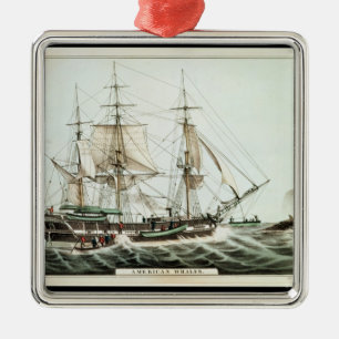 Amerikanischer Whaler, graviert von Nathaniel Ornament Aus Metall