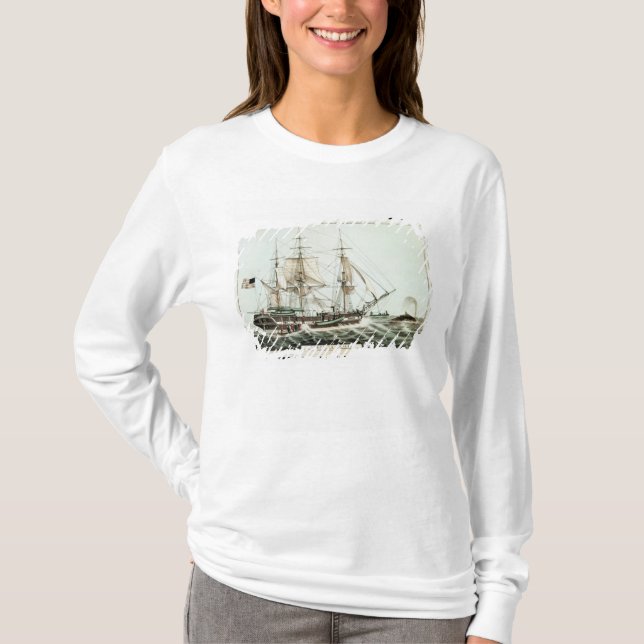 Amerikanischer Whaler, graviert von Nathaniel T-Shirt (Vorderseite)