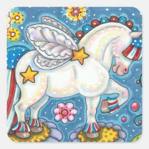 AMERIKANISCHER WHIMSYNICKER PATRIOTISCHER PONY Cut Quadratischer Aufkleber