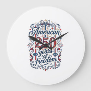 Amerikanisches 250 Jahre Freiheit Patriotes Shirt Große Wanduhr