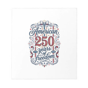 Amerikanisches 250 Jahre Freiheit Patriotes Shirt Notizblock