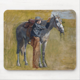 Amerikanisches Badlands: Old West Cowboy mit Pferd Mousepad
