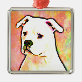 Amerikanisches Bulldoggen-Pop-Kunst-Porträt Ornament Aus Metall