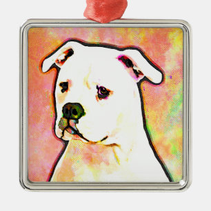 Amerikanisches Bulldoggen-Pop-Kunst-Porträt Ornament Aus Metall