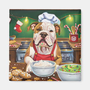 Amerikanisches Bulldoggen-Weihnachtsbacken: Festli Magnet