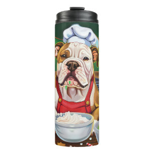 Amerikanisches Bulldoggen-Weihnachtsbacken: Festli Thermosbecher