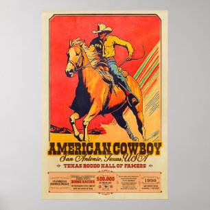 Amerikanisches Cowboy-Rodeo-Plakat Texas Hall of F Poster