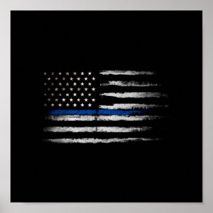 Amerikanisches dünnes Blue Line kennzeichnen Poster