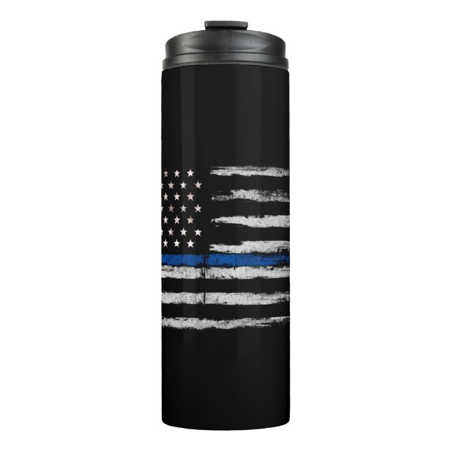 Amerikanisches dünnes Blue Line kennzeichnen Thermosbecher (Vorderseite)