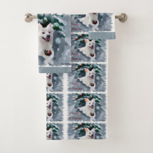 Amerikanisches Eskimohundeweihnachten Badhandtuch Set