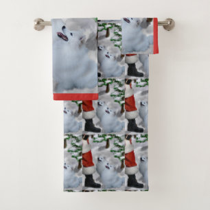 Amerikanisches Eskimohundeweihnachten Badhandtuch Set