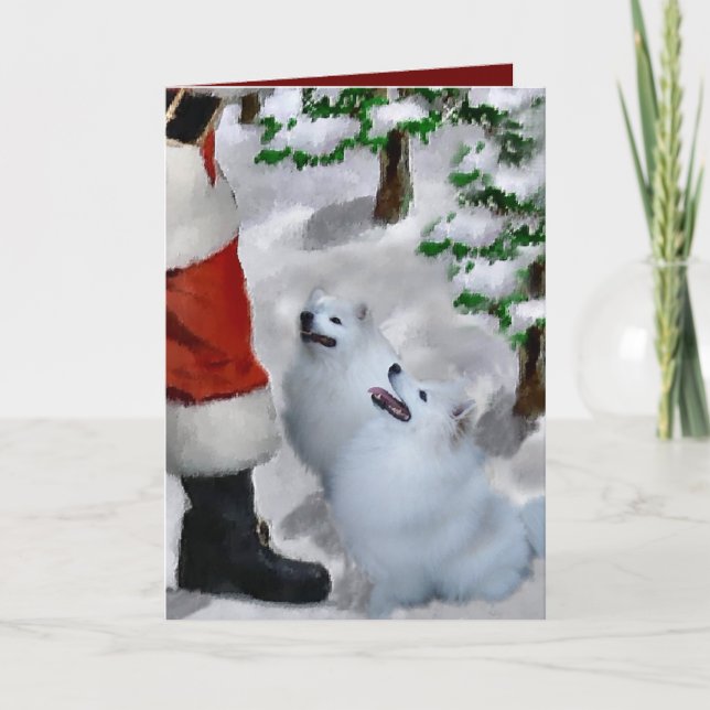Amerikanisches Eskimohundeweihnachten Feiertagskarte (Vorderseite)