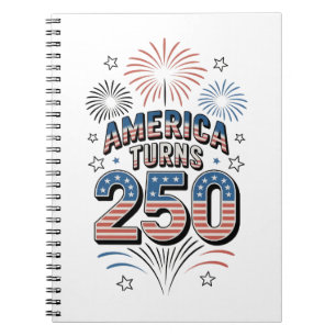 Amerikanisches Feuerwerk zum 250. 4. Juli Notizblock