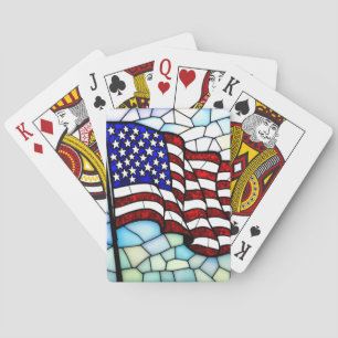Amerikanisches Flagge-Buntglas-Mosaik Patriotisch  Spielkarten