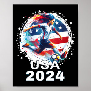 Amerikanisches Flagge Fußball-Shirt Damen Fußball Poster