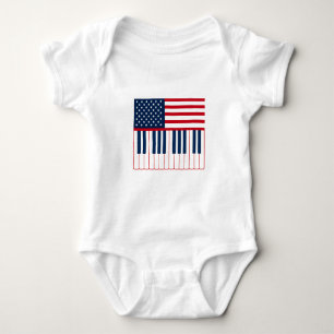 Amerikanisches Flagge Klavier-Tastatur-Musik-Desig Baby Strampler
