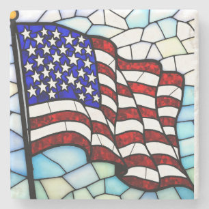 Amerikanisches Flagge-Mosaik aus Buntglas Patrioti Steinuntersetzer