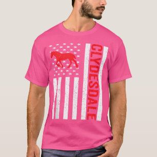 Amerikanisches Flagge Pferd Reiten Clydesdale Pfer T-Shirt