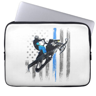Amerikanisches Flagge Schneemobil Shirt Männer Sch Laptopschutzhülle