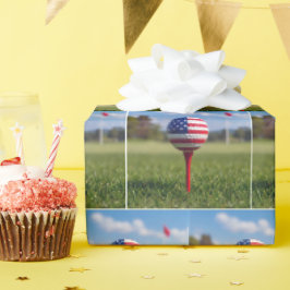Amerikanisches Flaggen-Design auf einem Golfball Geschenkpapier