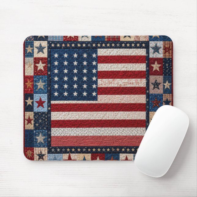 Amerikanisches Flaggen-Quilt-Muster Mousepad (Mit Mouse)