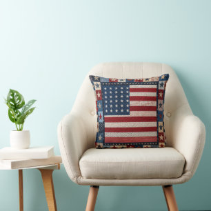 Amerikanisches Flaggen-Quiltmuster Kissen