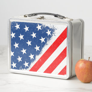 Amerikanisches Flaggen-Shirt USA Patriotische Ster Metall Brotdose