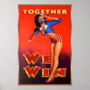 Amerikanisches Flaggen-Themen-Maskottchen Zusammen Poster