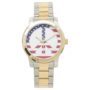 AMERIKANISCHES FLAGGENFRIEDENSSIGNAL ARMBANDUHR