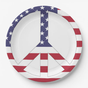 AMERIKANISCHES FLAGGENFRIEDENSSIGNAL PAPPTELLER