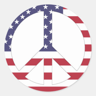 AMERIKANISCHES FLAGGENFRIEDENSSIGNAL RUNDER AUFKLEBER