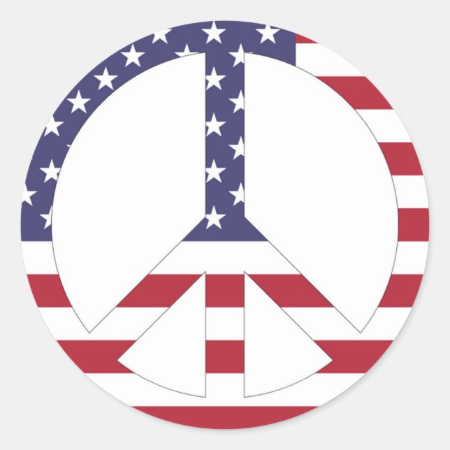 AMERIKANISCHES FLAGGENFRIEDENSSIGNAL RUNDER AUFKLEBER (Vorderseite)