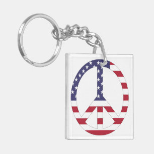 AMERIKANISCHES FLAGGENFRIEDENSSIGNAL SCHLÜSSELANHÄNGER