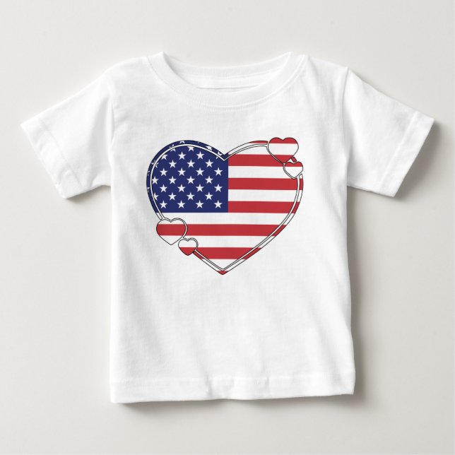 Amerikanisches Flaggenherz Baby T-shirt (Vorderseite)