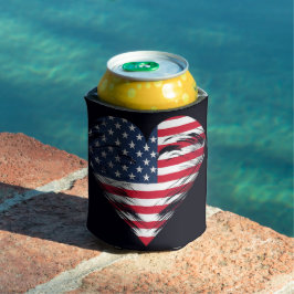 Amerikanisches Flaggenherz Dosenkühler