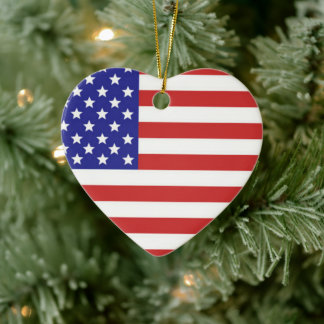 Amerikanisches Flaggenherz geformt Keramik Ornament
