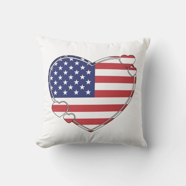 Amerikanisches Flaggenherz Kissen (Vorderseite)