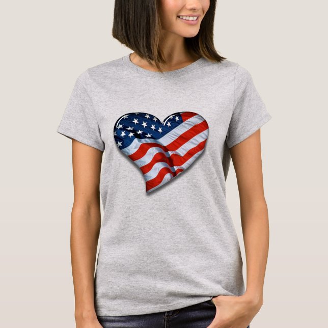 Amerikanisches Flaggenherz T-Shirt (Vorderseite)