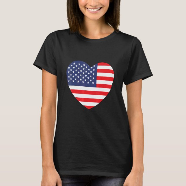 Amerikanisches Flaggenherz T-Shirt (Vorderseite)