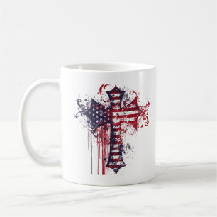 Amerikanisches Flaggenkreuz Kaffeetasse